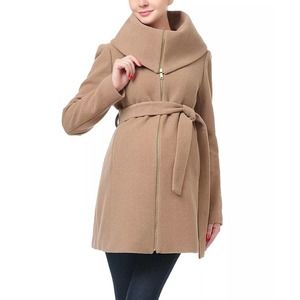 Kimi + Kai Maternity "Mia" Wool Blend Fold Collar Coat